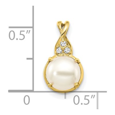 10K Yellow Gold Pearl & Diamond June Pendant – view 3