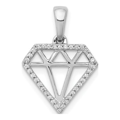 14K White Gold 1/10 ct tw Diamond Gemstone-Shape Pendant