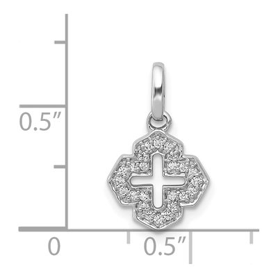 14K White Gold 1/10 ct tw Diamond Fancy Cross Pendant – view 4