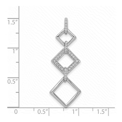 14K White Gold 1/6 ct tw Diamond Three Square Dangle Pendant – view 4