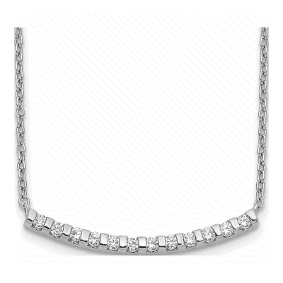 14K White Gold 1/4 ct tw Diamond Curved Bar Necklace