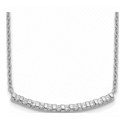 14K White Gold 1/4 ct tw Lab-Grown Diamond Curved Bar Necklace