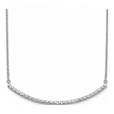 14K White Gold 1/2 ct tw Diamond Curved Bar 18-Inch Necklace