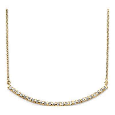 14K Yellow Gold 1/2 ct tw Lab-Grown Diamond Curved Bar Necklace