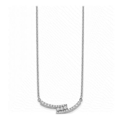 14K White Gold 1/3 ct tw Diamond Bypass Curved Bar Necklace – view 2