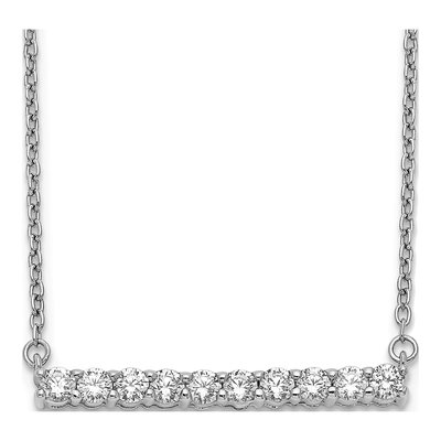 14K White Gold 1/2 ct tw Diamond Bar 18-inch Necklace
