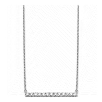 14K White Gold 5/8 ct tw Diamond Bar Necklace – view 3