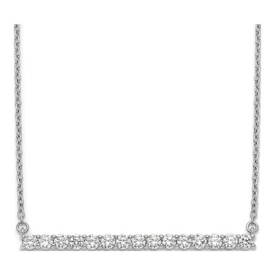 14K White Gold 3/4 ct tw Diamond Bar Necklace