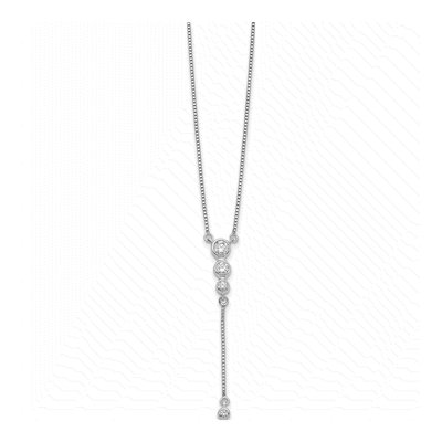 14K White Gold 1/4 ct tw Diamond 3-Stone Y-Necklace – view 3