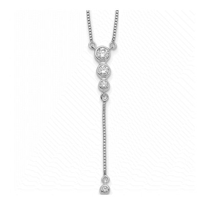 14K White Gold 1/4 ct tw Diamond 3-Stone Y-Necklace