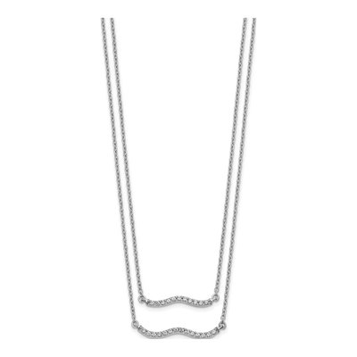 14K White Gold 1/4 ct tw Diamond Wavy Bar Double Strand Necklace – view 3