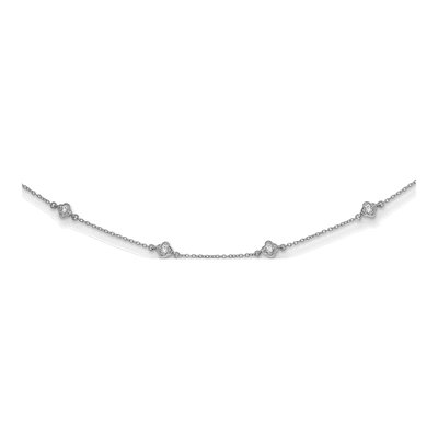14K White Gold 1/2 ct tw Lab-Grown Diamond Station Necklace
