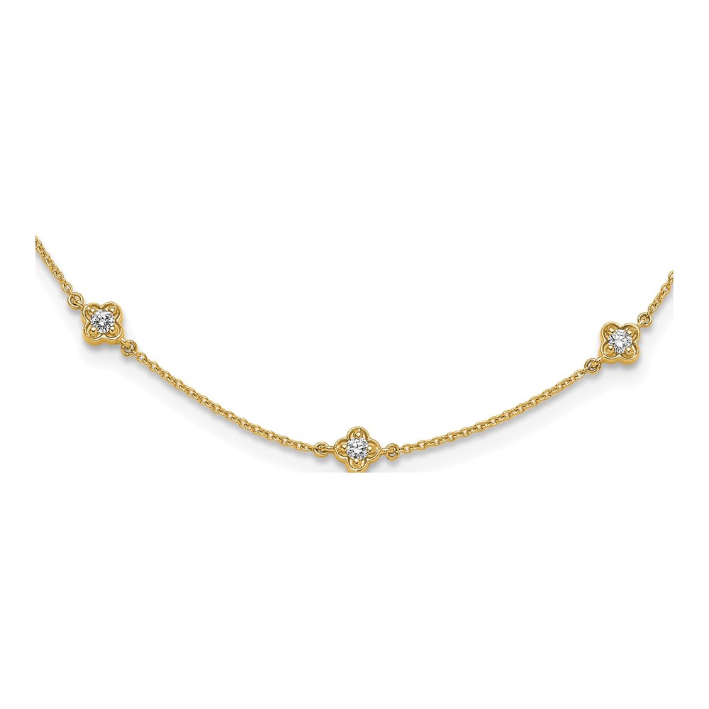 14K Yellow Gold 1/2 ct Diamond Quatrefoil Necklace, 18"