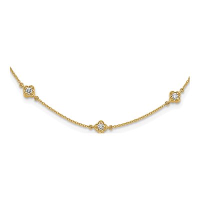 14K Yellow Gold 1/2 ct tw Diamond Quatrefoil Necklace