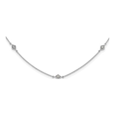 14K White Gold 1/2 ct tw Diamond 9-Station Necklace