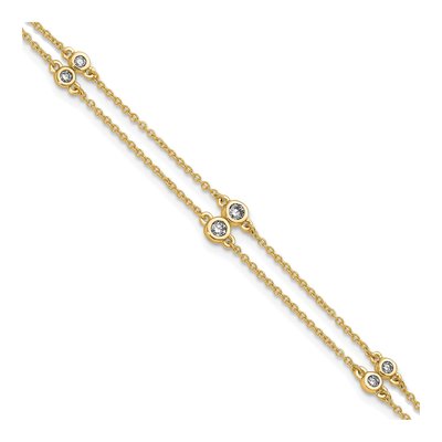 14K Yellow Gold 1/4 ct tw Diamond Double-Strand Bracelet