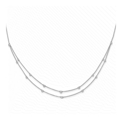 14K White Gold 1/2 ct tw Lab-Grown Diamond Station Necklace