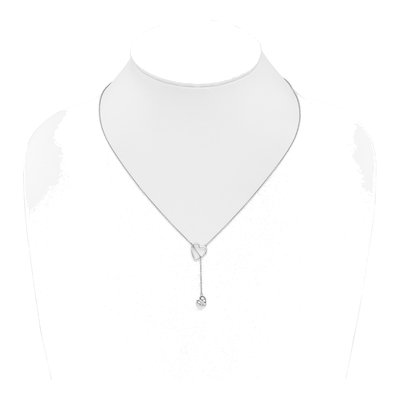 14K White Gold 1/15 ct tw Diamond Heart Lariat Pendant Necklace – view 4