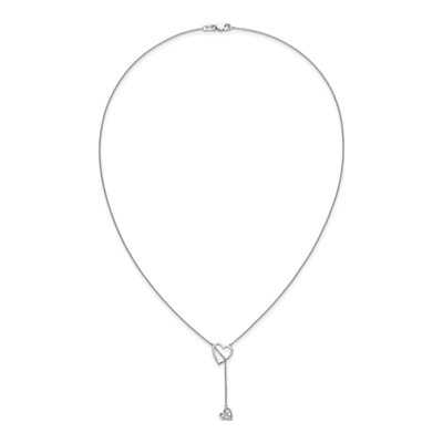 14K White Gold 1/15 ct tw Diamond Heart Lariat Pendant Necklace – view 5