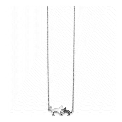 14K White Gold 1/20 ct tw Diamond Mother Baby Cat Pendant Necklace – view 3