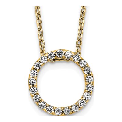 14K Yellow Gold 1/4 ct tw Diamond Circle Necklace