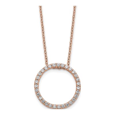 14K Rose Gold 1/2 ct tw Lab-Grown Diamond Round Necklace