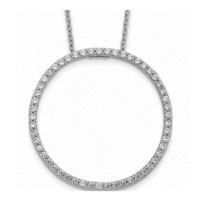 14K White Gold 3/4 ct tw Diamond Circle Necklace