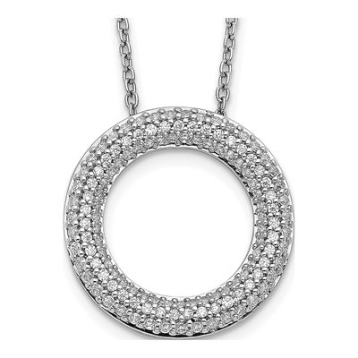 14K White Gold 5/8 ct tw Diamond Circle Necklace