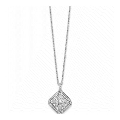 14K White Gold 1/4 ct tw Diamond Vintage Floral Pendant Necklace – view 3