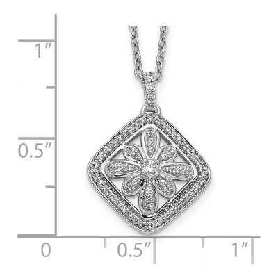 14K White Gold 1/4 ct tw Diamond Vintage Floral Pendant Necklace – view 4