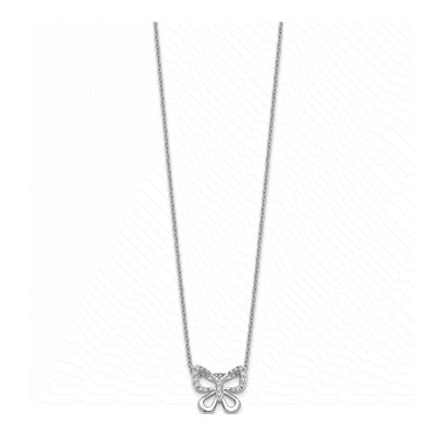 14K White Gold 1/10 ct tw Diamond Butterfly Pendant Necklace – view 3