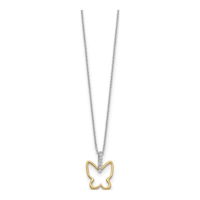 14K Two-Tone Gold 1/10 ct tw Diamond Butterfly Pendant Necklace – view 3