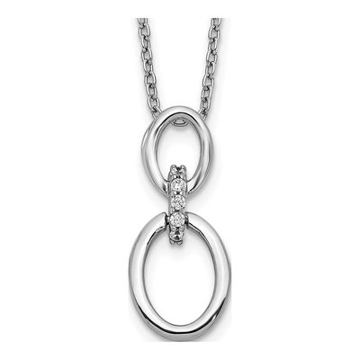14K White Gold 1/20 ct tw Diamond Oval Pendant Necklace