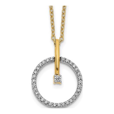 14K Two-Tone Gold 1/5 ct tw Diamond Circle Pendant Necklace