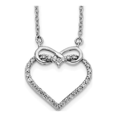 14K White Gold 1/4 ct tw Diamond Heart Infinity Pendant Necklace