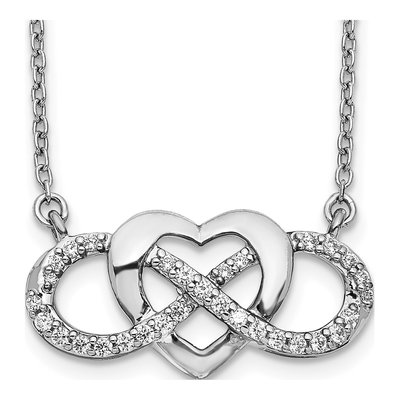 14K White Gold 1/5 ct tw Diamond Infinity Heart Necklace