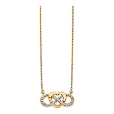 14K Yellow Gold 1/5 ct tw Diamond Infinity Heart Necklace – view 3