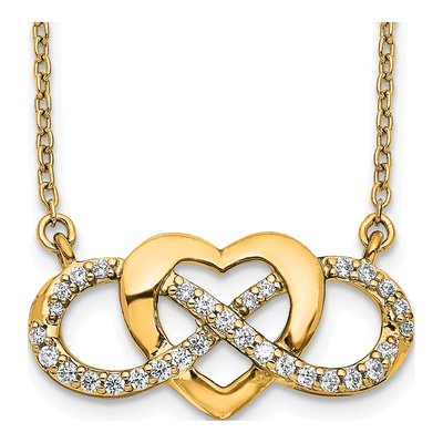 14K Yellow Gold 1/5 ct tw Diamond Infinity Heart Necklace