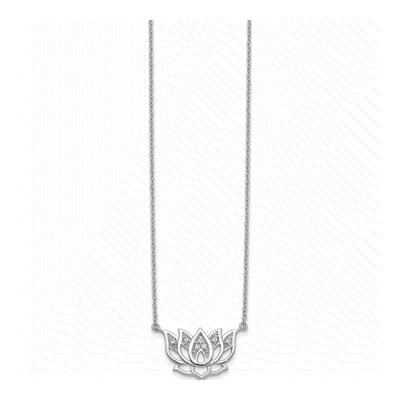 14K White Gold 1/15 ct tw Diamond Lotus Flower Pendant Necklace – view 3