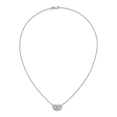14K White Gold 1/15 ct tw Diamond Lotus Flower Pendant Necklace – view 5