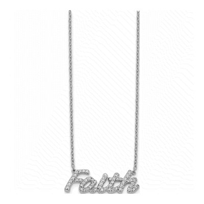 14K White Gold 1/4 ct tw Diamond Faith Script Pendant Necklace – view 3