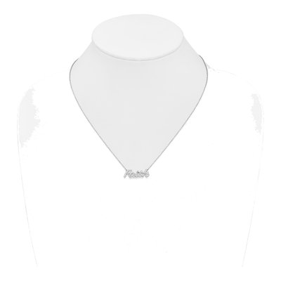 14K White Gold 1/4 ct tw Diamond Faith Script Pendant Necklace – view 4