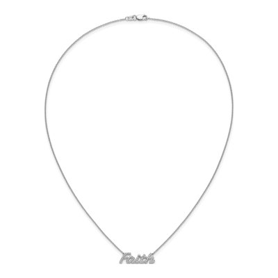 14K White Gold 1/4 ct tw Diamond Faith Script Pendant Necklace – view 5