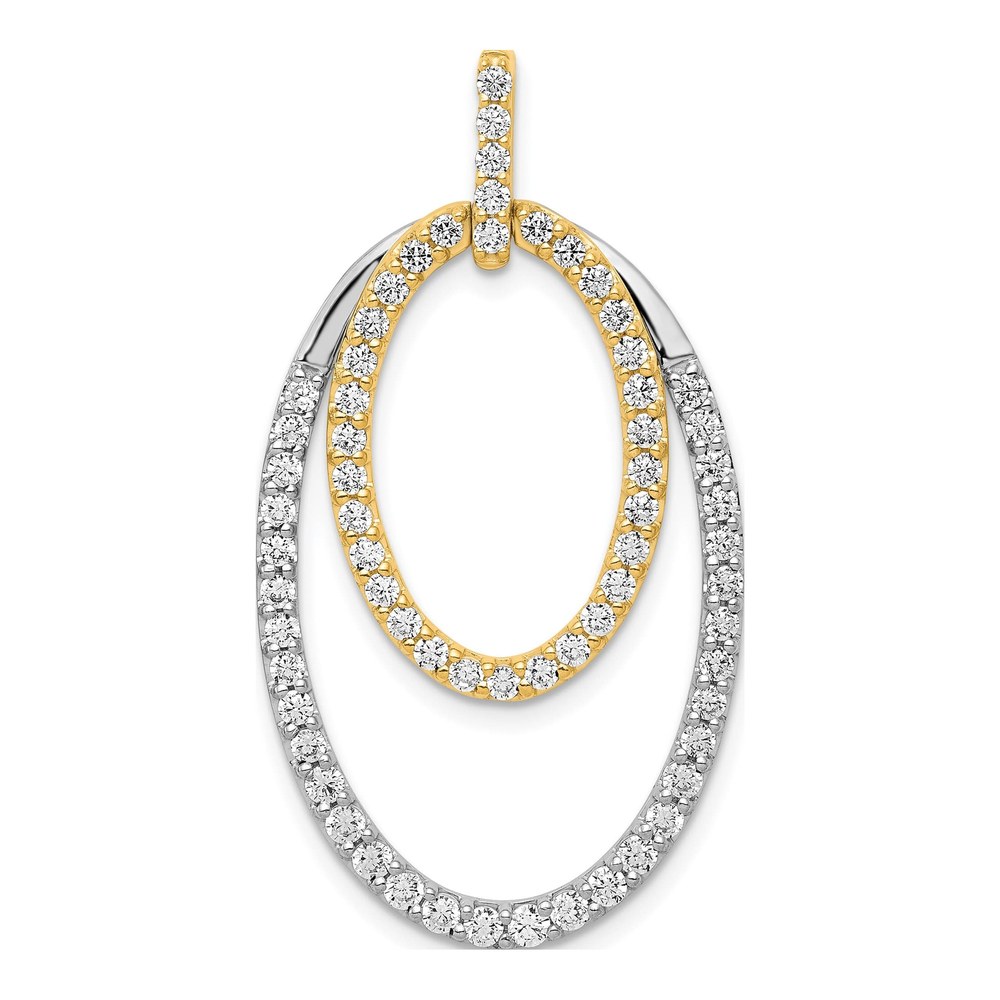 14K Two-Tone 1 Carat Diamond Double Oval Pendant