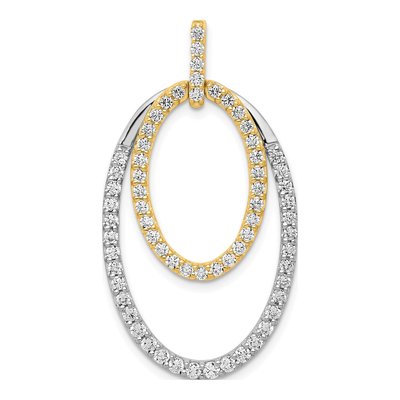 14K Two-Tone Gold 1 ct tw Diamond Double Oval Pendant