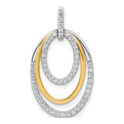10K Two-Tone Gold 1/4 ct tw Diamond Triple Oval Pendant