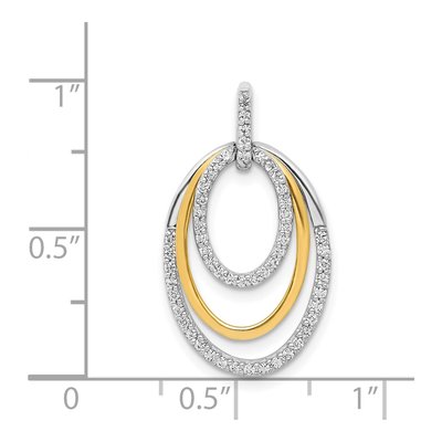 14K Two-Tone Gold 1/4 ct tw Diamond Triple Oval Pendant – view 5