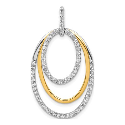 14K Two-Tone Gold 1/2 ct tw Diamond Triple Oval Pendant