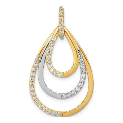14K Two-Tone Gold 1/2 ct tw Diamond Triple Teardrop Pendant