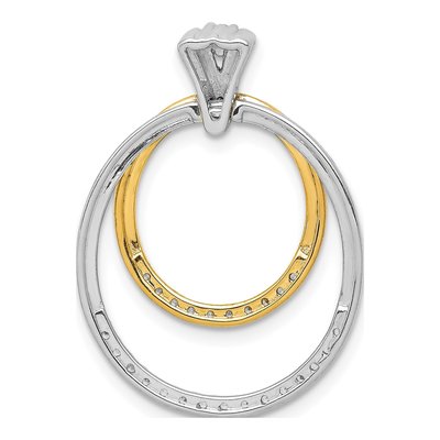 14K Two-Tone Gold 1/4 ct tw Lab-Grown Diamond Double Circle Slide Pendant – view 4